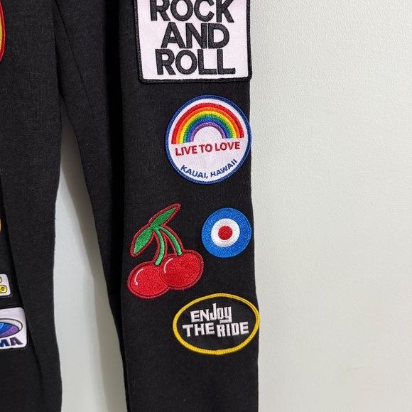 NWT Aviator Nation Vintage Patch Black Sweatpants X-Small - Picture 6 of 9